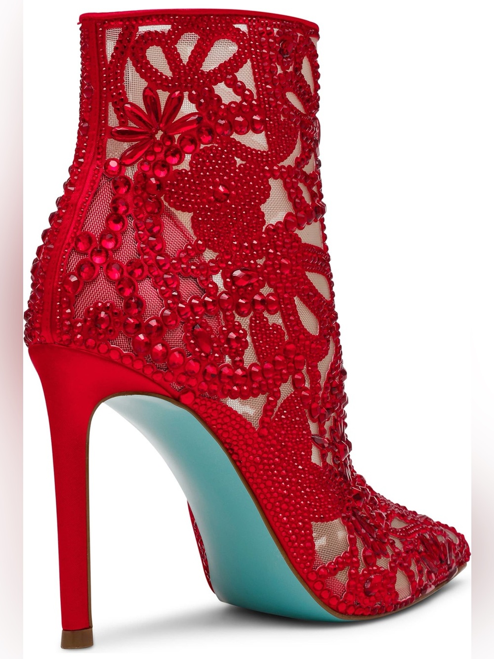 🖤🖤 Betsy Johnson Red Women's Bolt Rhinestone Ankle Booties - Picture 6 of 6